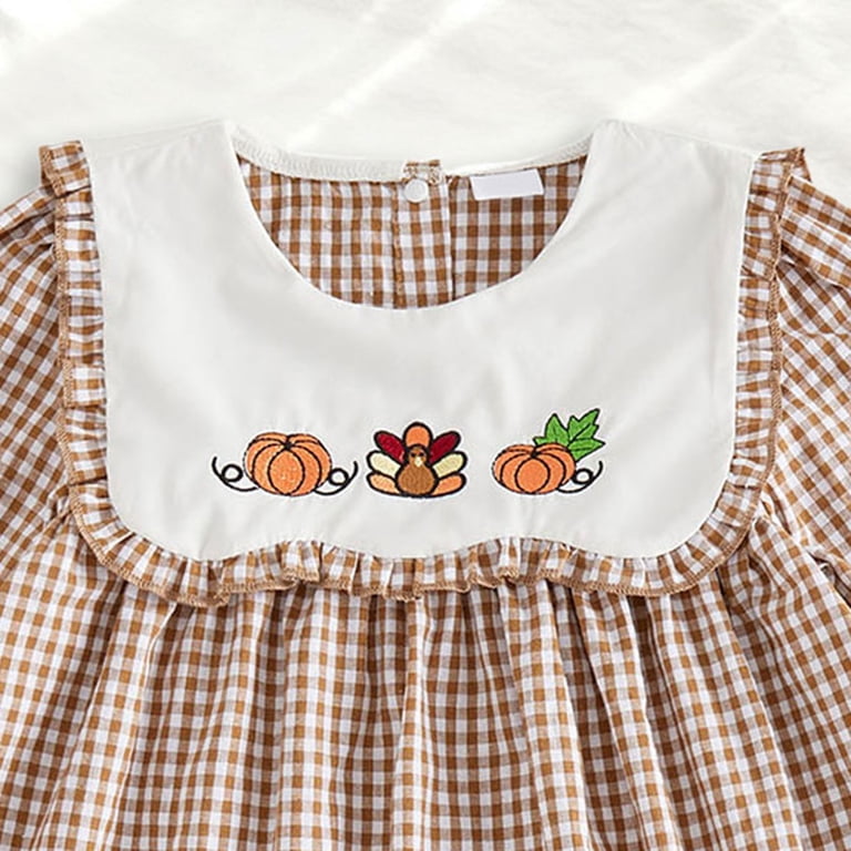 brown gingham dress toddler YDFCWXW Toddler Girl Smocked Dress Long Sleeve Peter Pan Collar Gingham  Dress Summer Outfits （Brown, 18-24 Months）
