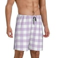 thumbnail image 2 of Wukai Purple Checkboard Men’s Short Pajama Pants With Pockets Soft Sleep Pj Shorts for Men-Large, 2 of 6