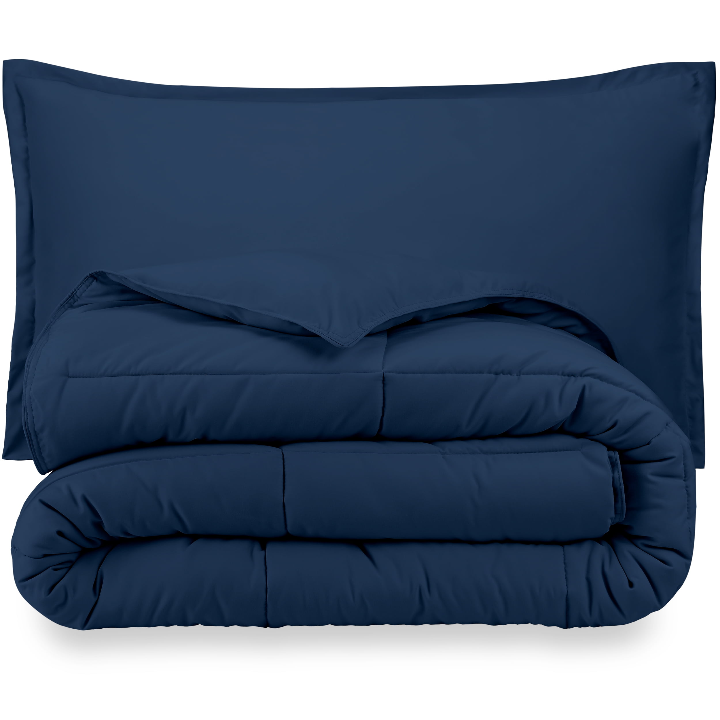 Bare Home Ultra-Soft Goose Down Alternative Comforter Set, Full, Dark Blue
