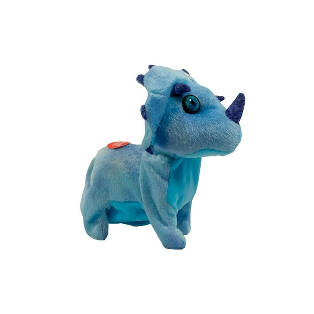 Dinosaurio De Peluche Triceraptors Azul Con Movimiento Y Sonido Importadora La Merced Tela de Felpa