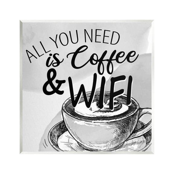 Stupell Industries Vintage Coffee & Wifi Food & Beverage Painting Unframed Art Print Wall Art, 12 x 12
