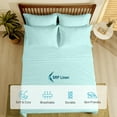 Picture of Sathi Linen 600 Thread Count  100% Cotton 4-Pcs (1-Flat Sheet +1- Fitted Sheet + 2-Pillow Cover ) Sheet set Color Aqua Blue Solid Size Twin Size Deep 15 Inch  Pattern Solid 