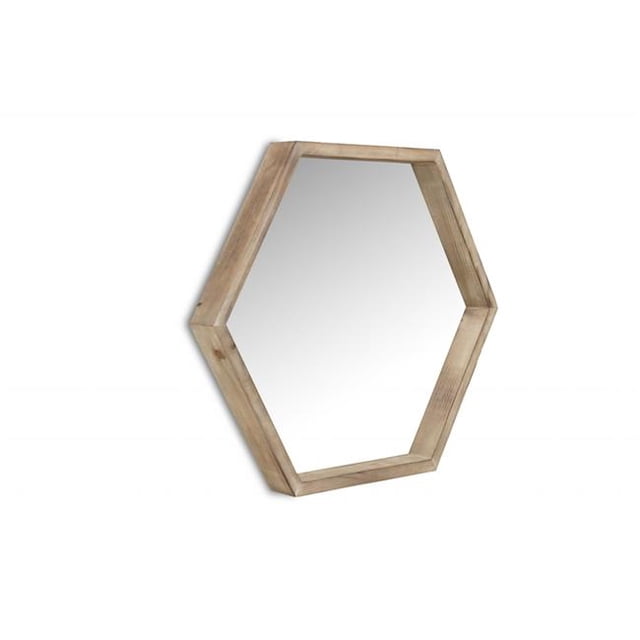Miroir Mural Hexagonal Moderne en Bois