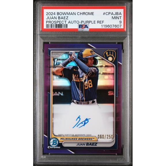 2024 Bowman Chrome Purple Refractor Juan Baez #CPA-JBA Auto /250 PSA 9
