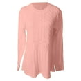 thumbnail image 5 of Arlun Women's Knit Crew Neck Long Sleeve Knit Sweaters Cute Cable Tapered Waist Pullover Tops Simple Elegant Lightweight Cozy Sweater Outfits Pink L, 5 of 5