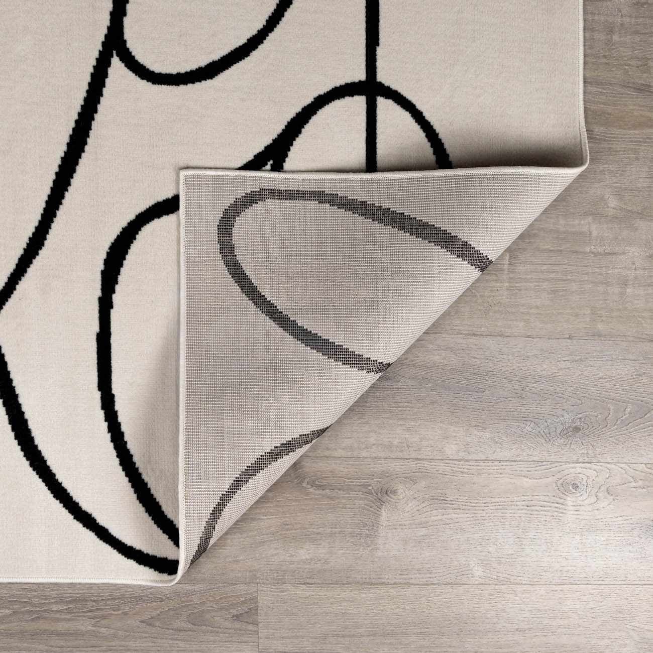 Hauteloom Eilir Modern Abstract Area Rug - Contemporary Geometric Carpet for Living Room, Bedroom, Dining Room - Beige, Black, Cream - 6'7" x 9'