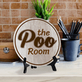 thumbnail image 5 of The Poo Room (5 x 5“) Circle Table Sign with Acrylic Stand | Funny Home Decor, 5 of 8