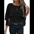 thumbnail image 3 of Sudadera Holgada de Verano con Mangas Abullonadas y Cuello Redondo de para Mujer, Informal y Elegante Negro M, 3 of 10