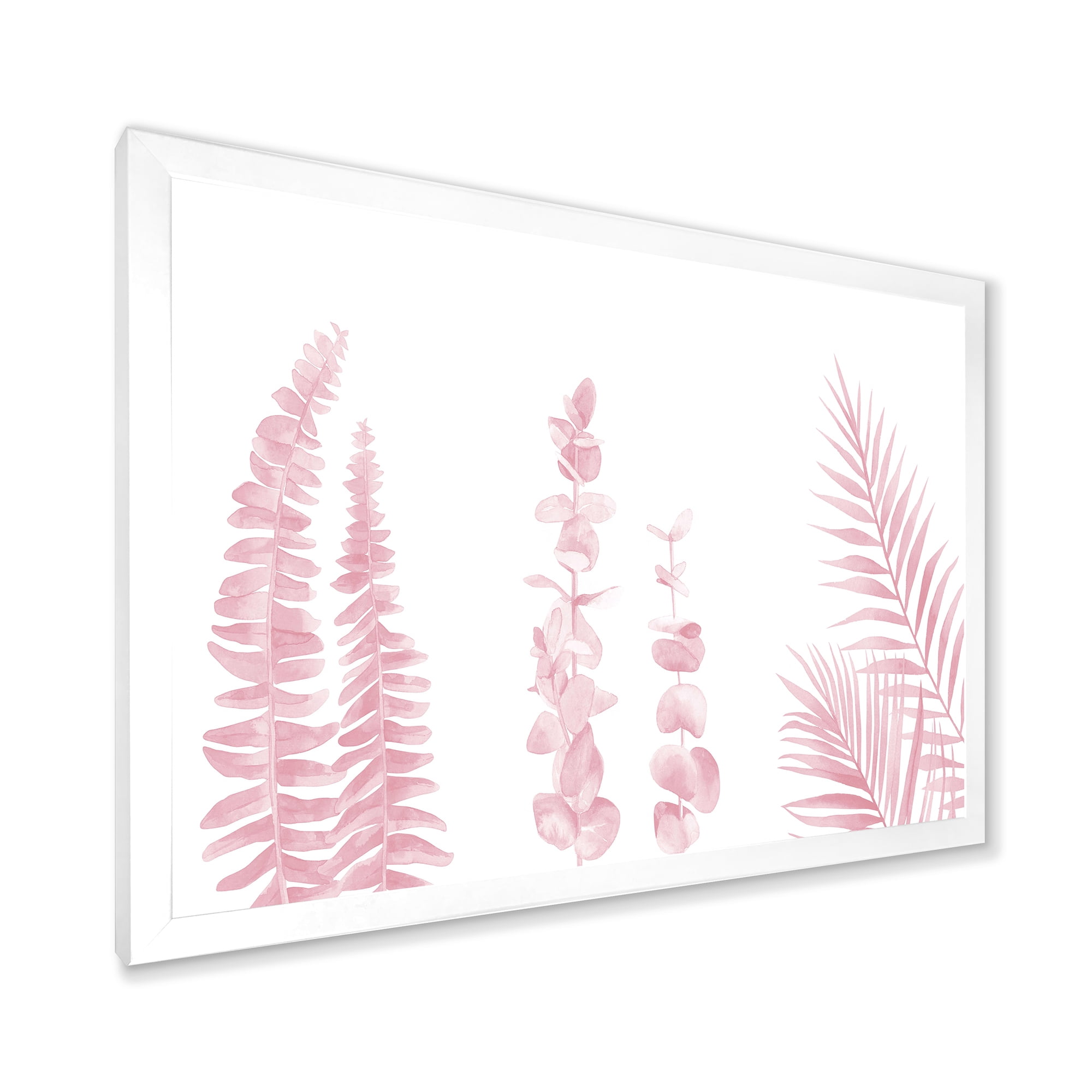 Designart 'Palm Branches and Blush Pinkeucalyptus' Shabby Chic Framed Art Print