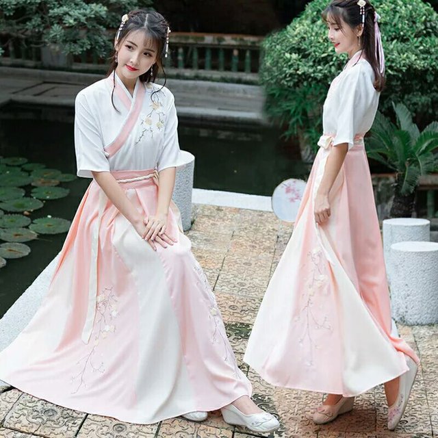 Hanfu-Hanbok chino para mujer, disfraz para adulto, estudiante Ming, Sarong, largo de cintura mejorado, conjuntos de cuello diario, vestido de fiesta, 2022