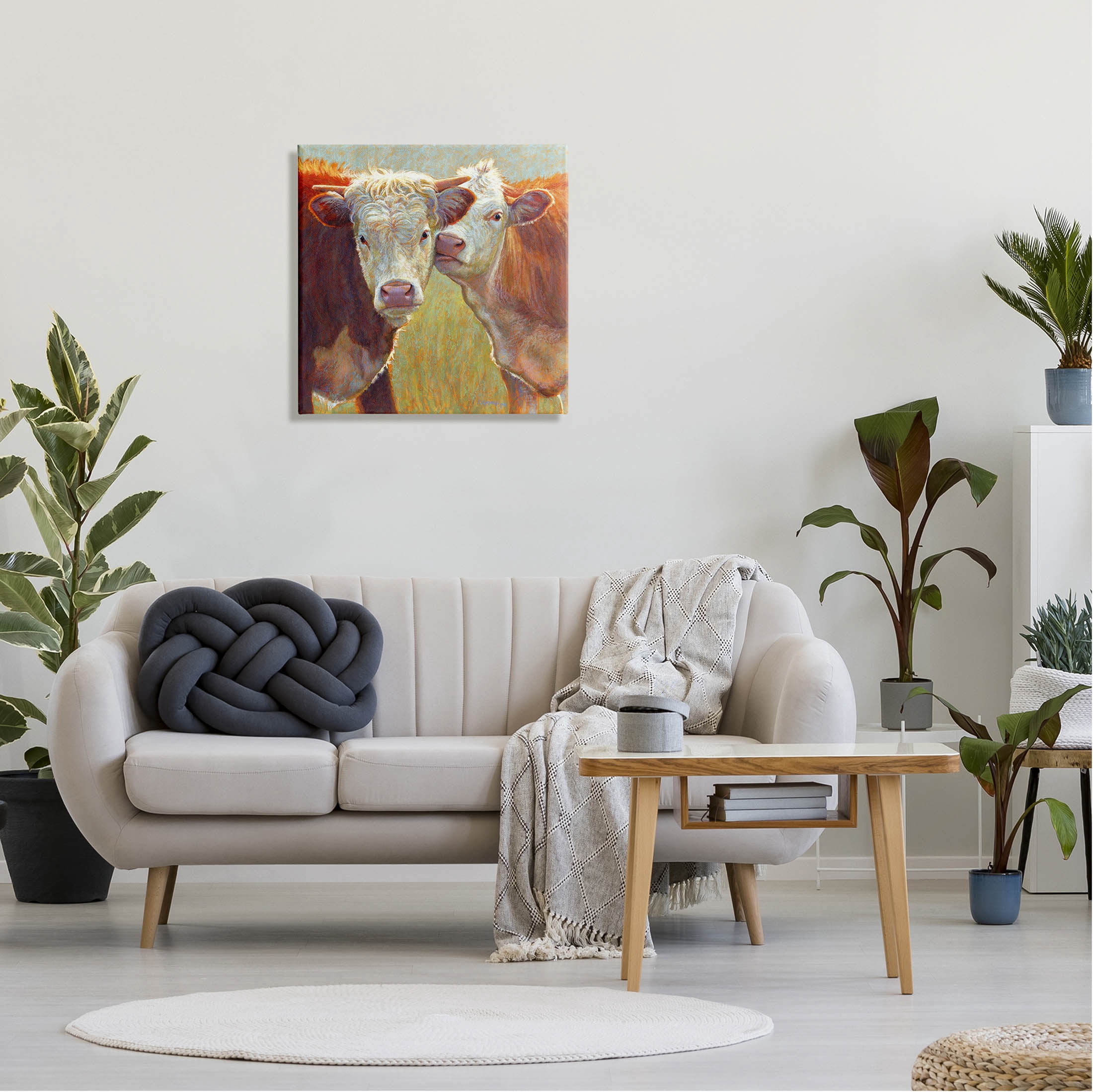 Kissing Cows Farm Animals Animals & Insects Painting Gallery Wrapped Canvas Print Wall Art