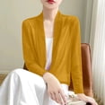 thumbnail image 5 of Jackets For Women Long Sleeve Ice Silk Knit V Neck Cardigan with Skirt, Yellow , Size XL-7XL, 5 of 5