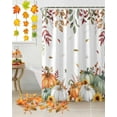 thumbnail image 3 of Thanksgiving Fall Shower Curtain, Sage Green Grey Pumpkins Waterproof Polyester Fabric Fall Bathtub Curtains, Weeping Eucalyptus Leaves Autumn Bathroom Decor Set with Hooks 72 x 72 Inches, 3 of 6