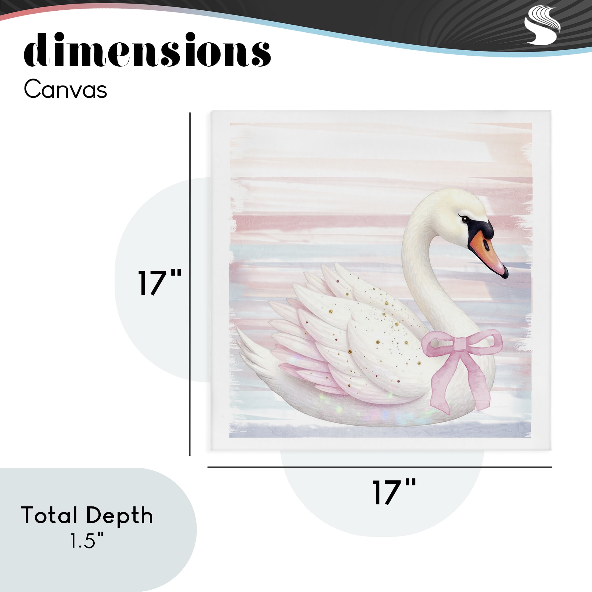 Pink Swan with Ribbon Canvas Wall Art, design by Kim Allen