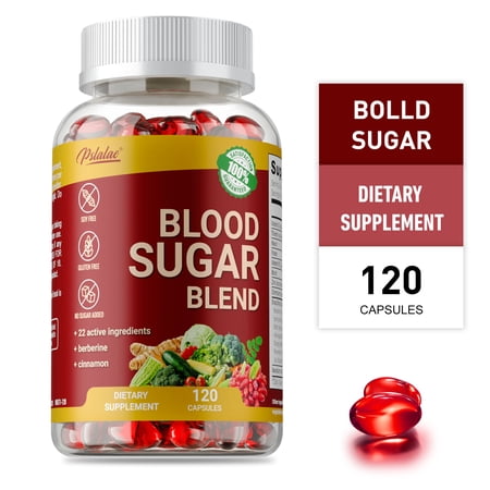Blood Sugar Blend Capsules - with Berberine HCL, Cinnamon & Chromium - Heart Health, Cholesterol & Blood Sugar Glucose Metabolism Support - 120 Count