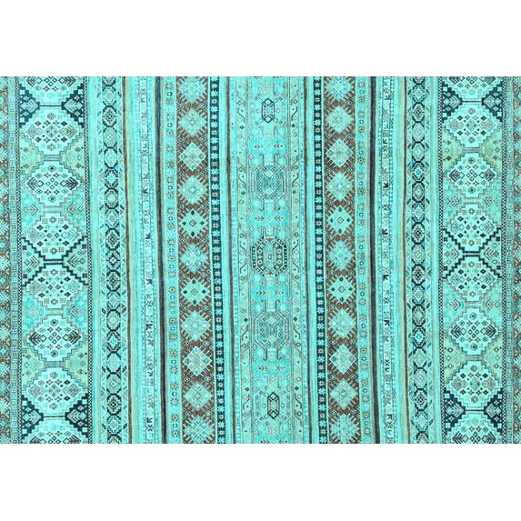 Ahgly Company Indoor Rectangle Abstract Light Blue Modern Area Rugs, 2' x 5'