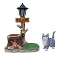 thumbnail image 2 of YIQMI Cat and Squirrel Garden Statue with Solar LED Street Lamp, Detachable Cat Figurine, Outdoor Resin Tree Stump Planter with Welcome Sign for Patio, Lawn, Porch Decor, 2 of 13