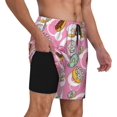 thumbnail image 1 of Sunyuer Men's Swim Trunks with Compression Liner 2 in 1 Quick-Dry Swimming Shorts with Pockets, Donut, L, 1 of 7