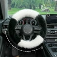 thumbnail image 4 of Openpig Fluffy Steering Wheel Cover, Winter Fashion Wool Fur Soft Furry Steering Wheel Covers Fuzzy Warm Plush Non-Slip Car Decoration Universal Fit Most Car, 4 of 7