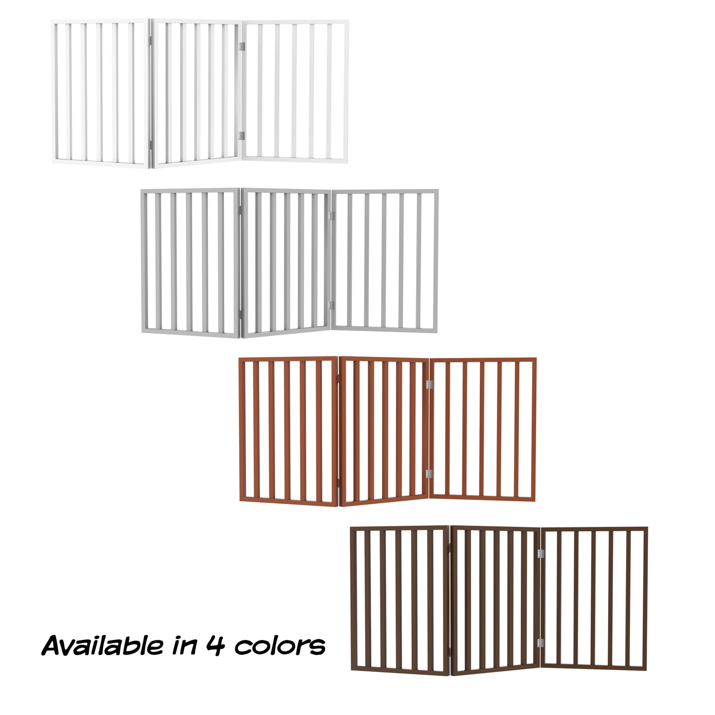 3-Panel Indoor Pet Gate & Foldable Dog Fence 54x24 Inch Freestanding Adjustable Puppy Barrier for Dogs & Small Pets | Expandable Safety Room Divider for Homes & Doorways by PETMAKER (Mahogany)