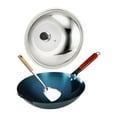 thumbnail image 1 of veasfak Wok Pan Chef Wood Handle Uncoated Chinese Wok for Kitchen Cooking Restaurant Pot Diameter 32cm, 1 of 9