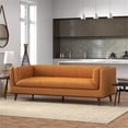 thumbnail image 3 of Dolomite Mid Century Modern Living Room Genuine Leather Sofa in  Cognac Tan, 3 of 7