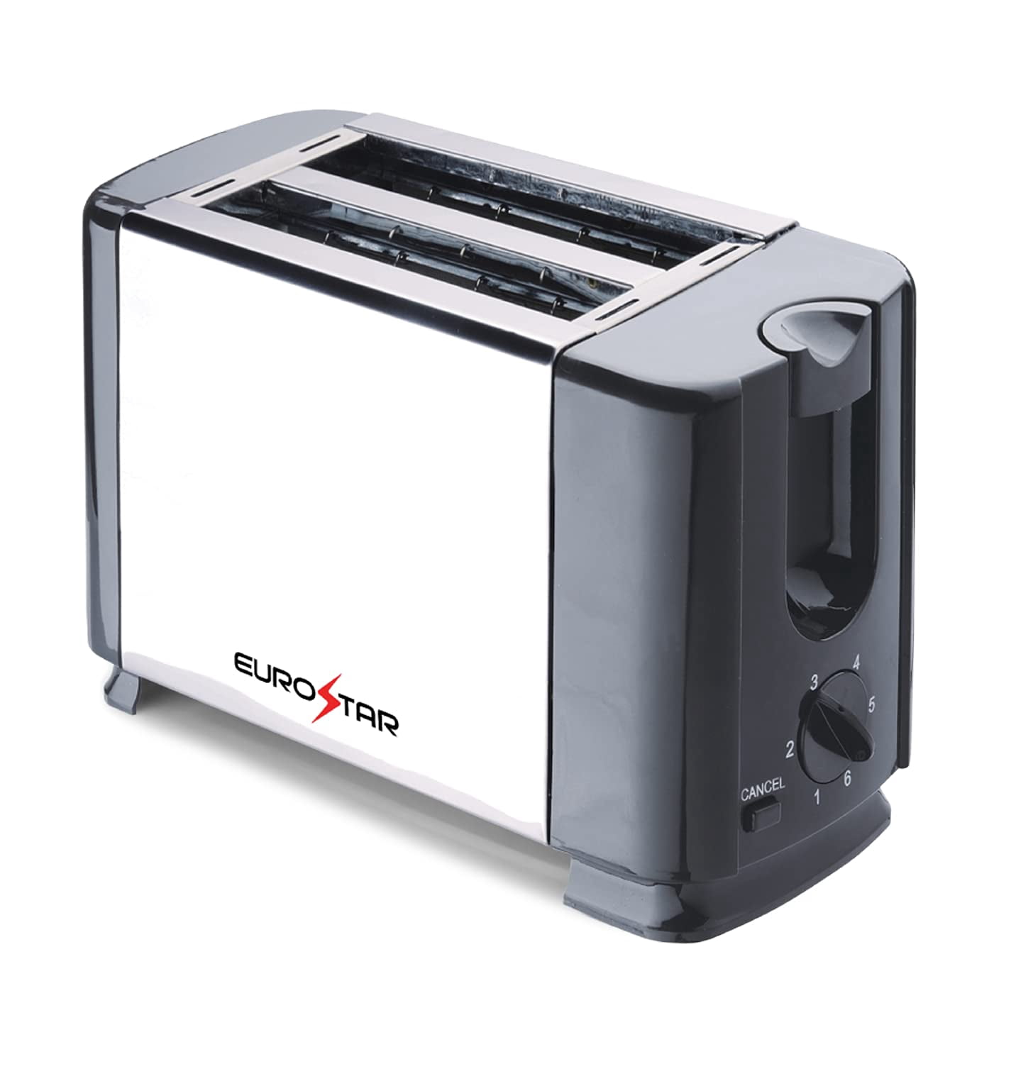 EUROSTAR ET720B 2-Slice Stainless Steel Toaster, Black