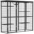 thumbnail image 3 of PawHut Weld Wire Catio Outdoor Indoor, Cat Enclosure with Waterproof Cover, 4 Jumping Platforms, Hammock, for 1-3 Kittens, 69" x 22" x 62", Black, 3 of 10