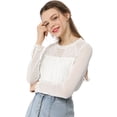 thumbnail image 1 of INSPIRE CHIC Blouses Décontractées pour Femmes à Col Rond en Dentelle Florale à Manches Longues en Chiffon TP Blanc, 1 of 8