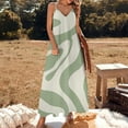 thumbnail image 3 of Abstract Green Cream Swirl Pattern Sleeveless Dress Dresses Women Summer Women's Summer Clothing, 3 of 9