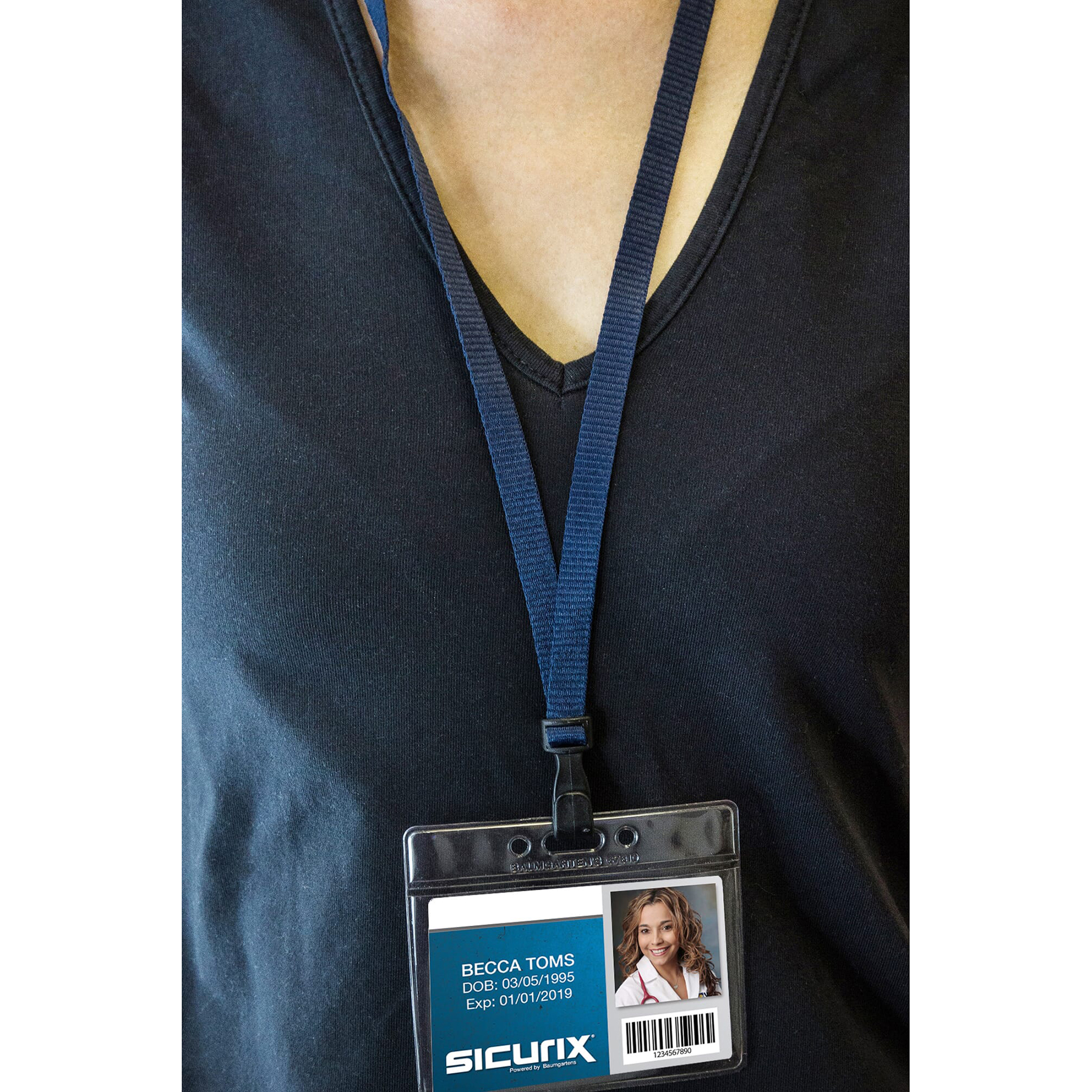 SICURIX Breakaway Plastic Hook Lanyard, Blue, Pack of 10