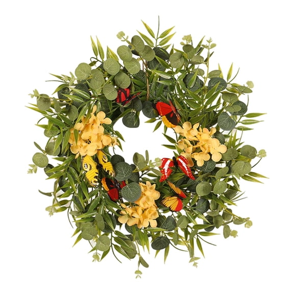 40cm Natural Eucalyptus Wreath ,Artificial Green Plants ,Bamboo Leaf ,Wall Hanging Front Door Garland for Wedding, Indoor, Yard ,Farmhouse Decor