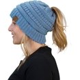thumbnail image 1 of HSHDLDF Ponytail Messy Bun BeanieTail Women's Beanie Solid Ribbed Hat Cap, 1 of 7