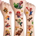 thumbnail image 2 of 1 Hoja Super Mario Pegatinas De Tatuaje Falsos Dibujos Animados Luigi Yoshi Bowser Tatuajes Temporales Para Niños Brazos DIY Colección De Arte Corporal, 2 of 4
