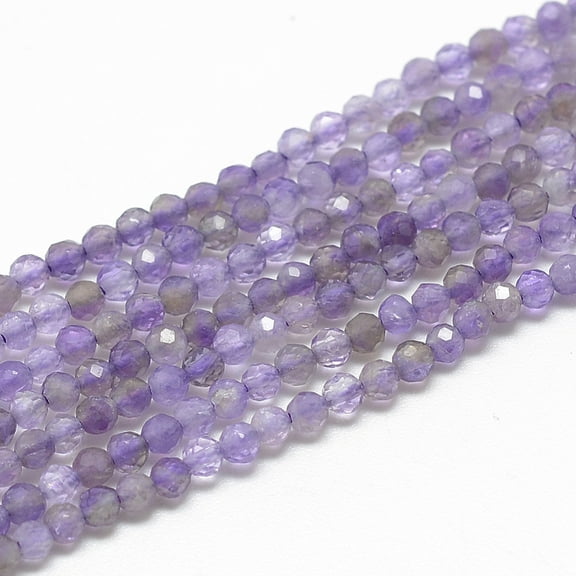 Natural Amethyst Beads Strands Faceted Round 2x2mm Hole: 0.5mm about 188pcs/strand 15.9 inch