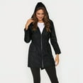 thumbnail image 4 of Women'S Waterproof Rain Jacket Mid Long Zip Front Outdoor Hooded Raincoat Black S, 4 of 8