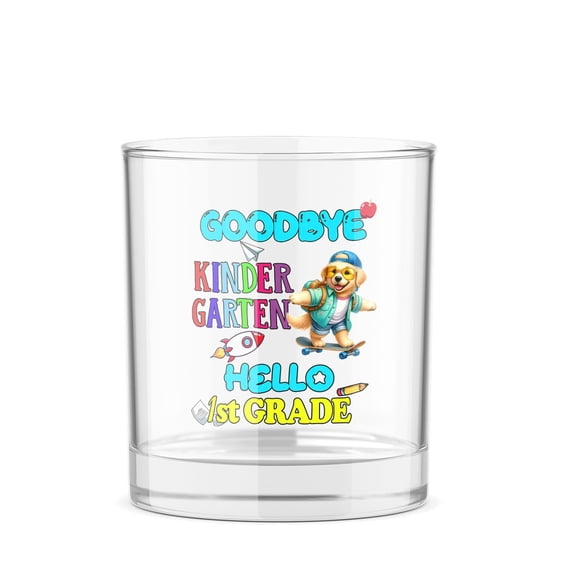 Back to School Golden Retriever Goodbye Kindergarten Hello 1st Grade 11oz Whiskey Glass Mug Goldens Dog Lover Gifts Idea Whiskey Cocktail Glasses Cup - 02011