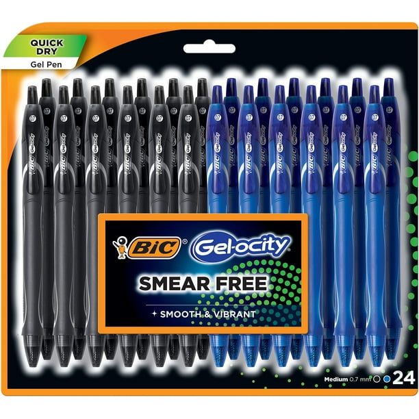 Bolígrafos de gel BIC Gelocity, retráctiles, de secado rápido, 0,7 mm, 24 unidades