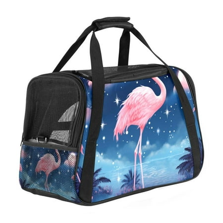 Flamingo Premium Fabric Cat Carrier Bag - 17x10x11.8 in - 900D Oxford Cloth  Sherpa Base  Nylon Webbing - Stylish and Comfortable Pet Travel Tote