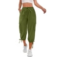 thumbnail image 7 of MLQIDK Capris for Women Lounge Pants Knee Length Elastic Waist Light Weight Pants Dressy Casual Pedal Pushers with Pockets Army Green M, 7 of 7