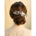 thumbnail image 2 of Flower Bridal Hair Combs Pearl Crystal Bride Wedding Hair Accessories Rhinestone Hair Piece Headpieces for Bride Bridesmaid Wedding Women and Girls (S8735 Silver), 2 of 4
