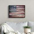 thumbnail image 3 of PixonSign Framed Wall Art Print Grunge American Flag with Blue Highlights Nature Wilderness Woodblock Modern Art Farmhouse/Country Multicolor Warm for Living Room, Bedroom, Office - 12"x16" BLACK, 3 of 6