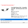 thumbnail image 2 of Front Right Bumper Grille - Compatible with 2005 - 2007 Mercedes-Benz C230 Sedan 2006, 2 of 2