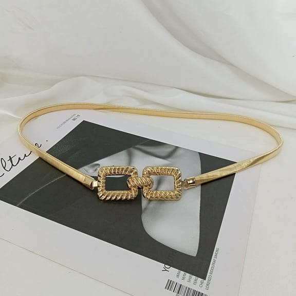 Skinny Waist Belt of Women Elastic Metal Stretch Chain Belt Gold and Silver