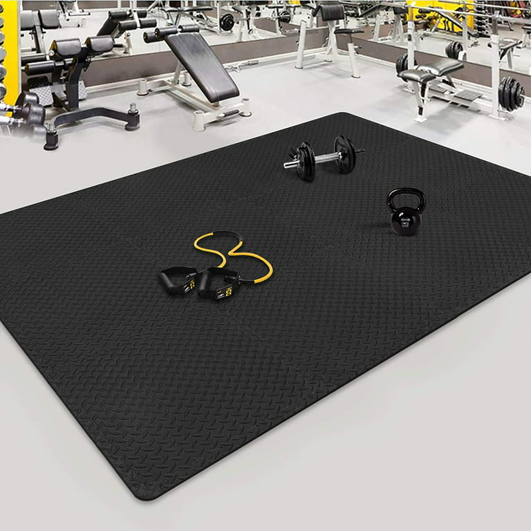 Xspec 1/2 Thick 48 Sq ft (12 Tiles) Interlocking Rubber Top Eva Foam Exercise Mat Floor Tiles for Gyms, Fitness Rooms | Durable Grip Protective