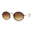 thumbnail image 2 of Pimp Rhinestone Frame Oval Rimless Metal Rim Sunglasses Gold Brown, 2 of 4