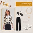 thumbnail image 6 of VDJ Womens Tops 3/4 Length Sleeve Button V Neck Casual Shirts Floral Loose Fit Work Blouses for Ladies Summer Fall Clothes Size XL, 6 of 12