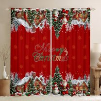 jejeloiu Christmas Theme Curtains Pack of 2 (42x84 Each),Santa Claus Curtains Blackout,Kawaii Snowflake Snowman Bedroom Curtains For Teens,Microfiber Bedroom Decor