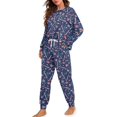 thumbnail image 2 of SCRAWLGOD Christmas Candy Cane Pajamas Womens Long Sleeve Pajama Sets for Women 2 Piece Size M Crewneck Ladies Pjs Lightweight Loungewear Sets Woman Travel, 2 of 7
