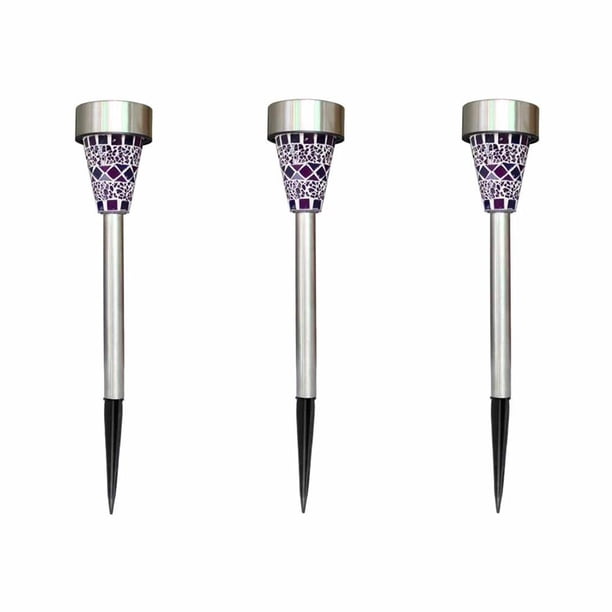 Wosthever Luces de jardín solares Mosaico decorativo al aire libre Luces de camino de vidrio LED Luces de paisaje solar de LED blancas a prueba de agua Iluminación y accesorios Numero 3 Wosthever HA026415-03